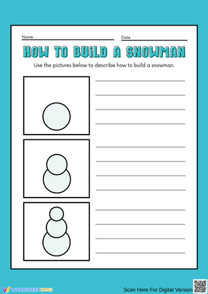 Snowman Sequencing Picture Writing Worksheet