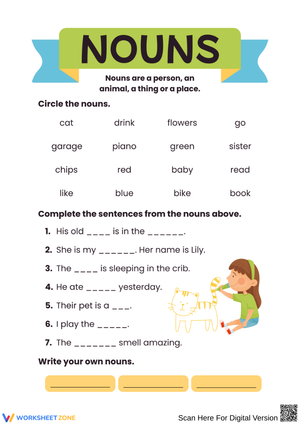 Nouns – Identify & Complete Sentences