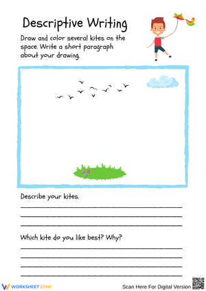 Descriptive Writing – Draw and Describe Your Kites Worksheet