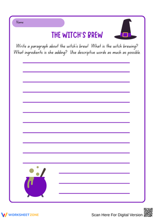 The Witch’s Brew Descriptive Writing Worksheet