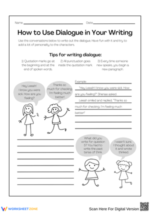 How to Use Dialogue in Your Writing Worksheet