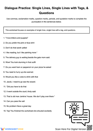 Printable Dialogue Practice Worksheet