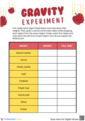Hands-On Gravity Experiment Worksheet
