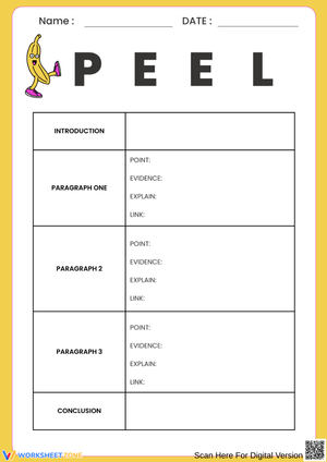 PEEL Essay Writing Template Worksheet