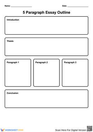 5 Paragraph Essay Outline Worksheet