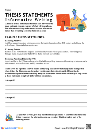 Informative Thesis Statement Practice Worksheet