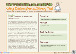Citing Evidence Literary Text Worksheet