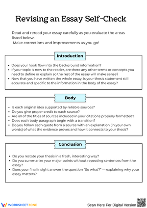 Revising an Essay Self-Check Worksheet
