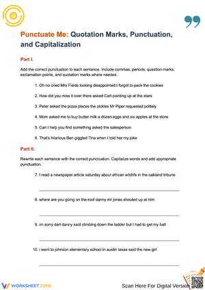 Punctuate Me – Quotation Marks, Punctuation, and Capitalization Practice