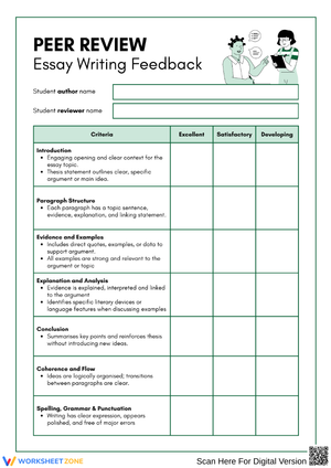 Peer Review: Essay Writing Feedback Checklist