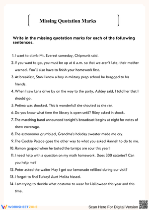 Missing Quotation Marks – Dialogue Correction Practice