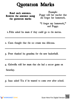 Quotation Marks – Rewrite the Sentences with Dialogue
