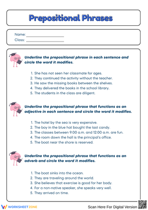 Prepositional Phrases – Identify Adjective & Adverb Phrases