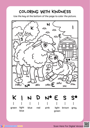 Coloring With Kindness – Color-by-Code Kindness Worksheet