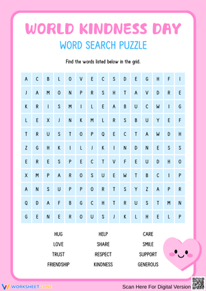 World Kindness Day Word Search Puzzle