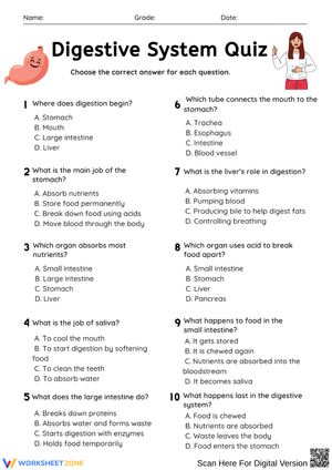 Digestive System – Multiple Choice Quiz