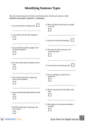 Identifying Sentence Types – Declarative, Interrogative, Imperative & Exclamatory