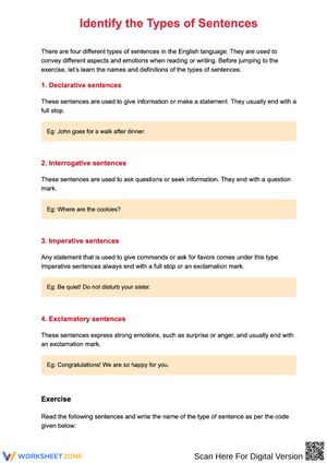 Identify the Types of Sentences – Declarative, Interrogative, Imperative & Exclamatory
