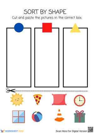 Sort by Shape – Cut and Paste Circles, Squares & Triangles