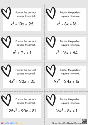 Factoring Perfect Square Trinomials Worksheet