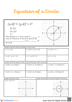 Equation of a Circle Practice Worksheet