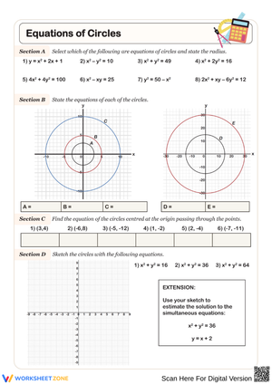 Equations of Circles Practice Worksheet