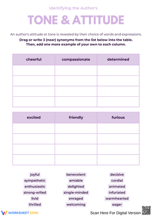 Identifying Tone and Attitude Worksheet