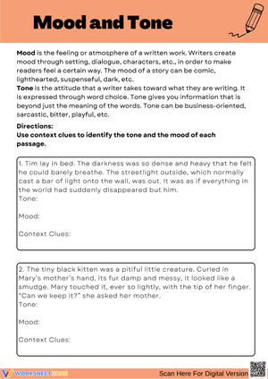 Mood and Tone Practice Worksheet