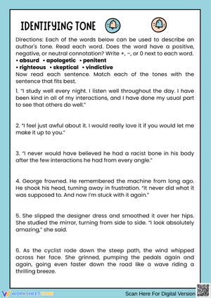 Identifying Tone Practice Worksheet