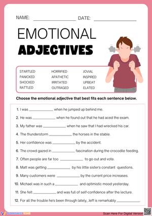 Emotional Adjectives – Sentence Completion Activity 