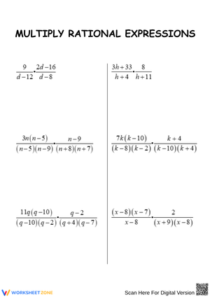 Multiply Rational Expressions Practice Worksheet