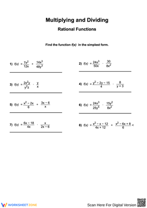Rational Functions Multiplying & Dividing Practice
