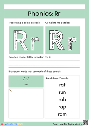 Phonics Worksheet: Letter Rr Activities