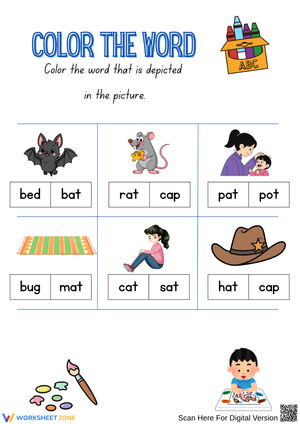 Color the Word: CVC Picture-to-Word Matching