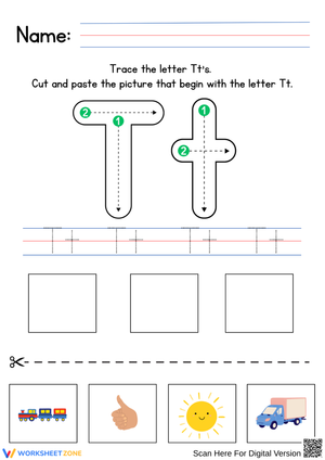 Letter Tt Cut-and-Paste Worksheet