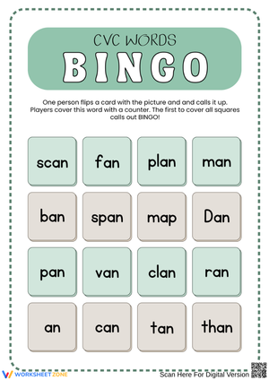 CVC Bingo Game: -an Word Family