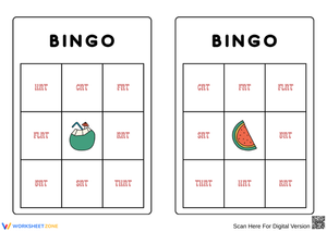 -at Word Family Bingo Cards