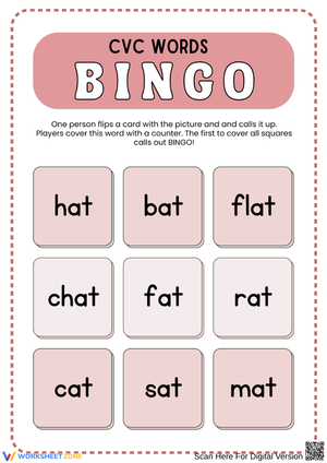 CVC Words Short A Bingo