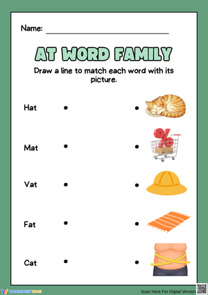 AT Word Family Matching Worksheet