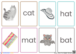 -at Word Family Matching Flashcards