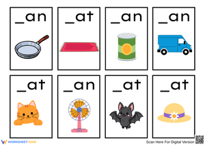 AN–AT Word Family Picture Cards: Fill-in-the-Blank Phonics Activity