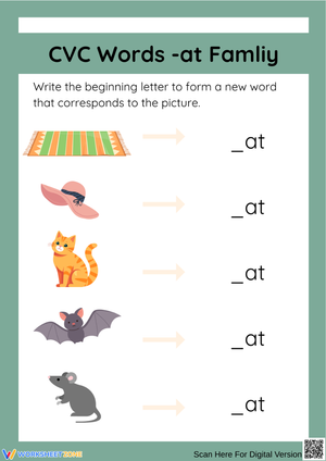 CVC Words: Build the -AT Word Family