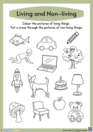 Living and Non-Living Things – Color and Cross Out