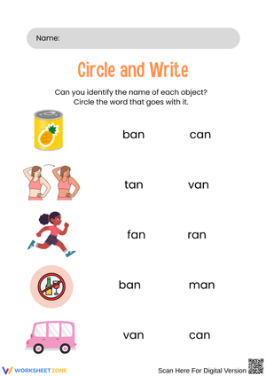 AN Word Family Circle & Write