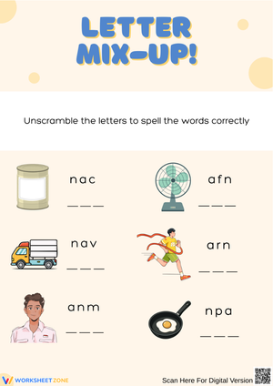 Letter Mix-Up: Unscramble the -AN Word Family