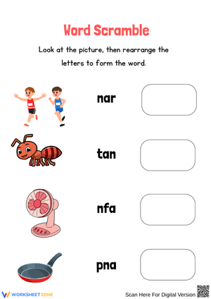 CVC Word Scramble: Unscramble the -AN Words