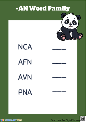 -AN Word Family Unscramble Practice