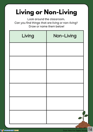 Living or Non-Living – Classroom Observation Chart