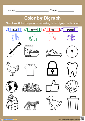 Color by Digraph – Visual Coding Phonics Activity