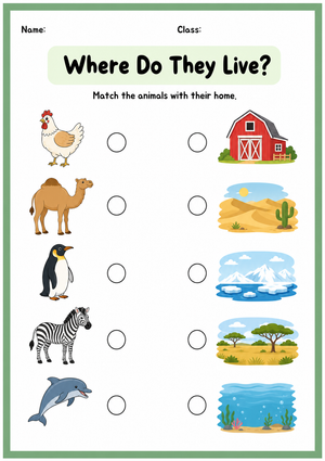 Grade 3 Animal Habitats — Printable No-Prep Worksheet